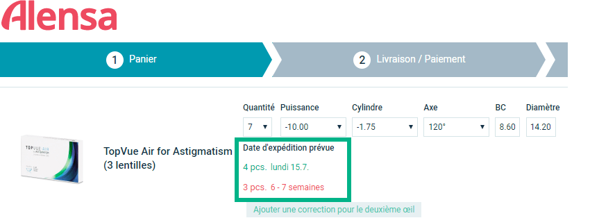 Délais de livraison des biens non stockés sur le panier