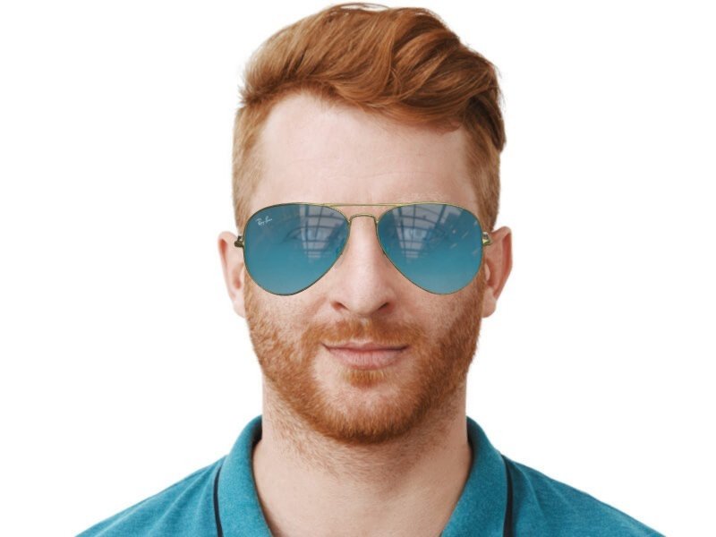 Gouden Ray-Ban zonnebril blauwe glazen | Alensa BE